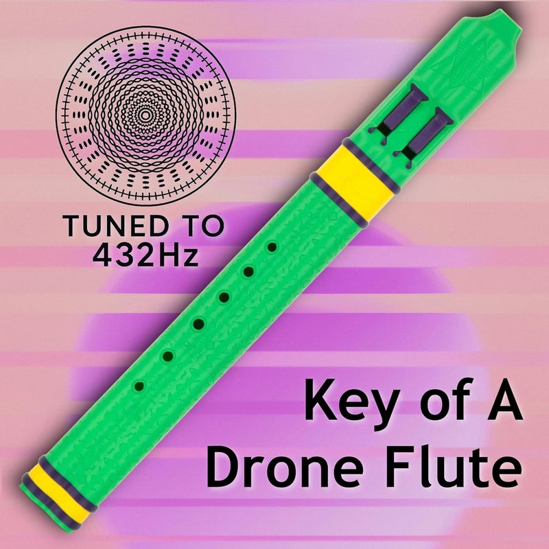 BáFlute BaFlute Native American Style Drone Flute, Key of A 432hz, Double Chamber Drone Flute, 3D Printed, 90's Vibe (Green) - Image 2